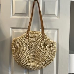 Straw Woven Tote Large Beach Purse Shoulder Bag Straw Beach Handbag